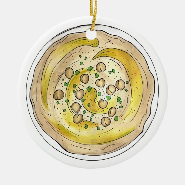 Ornamento De Cerâmica Hummus Houmous — Comida do Médio Oriente (Frente)