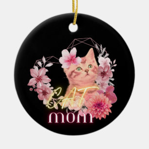 Ornamento De Cerâmica Humor da mãe de gato - citação engraçada das mulhe