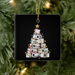 Ornamento De Cerâmica Humor de Natal Árvore de Papel Higiênico Banheiro 