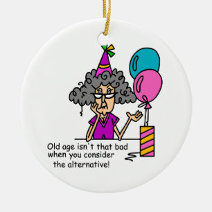 Ornamento De Cerâmica Humor do alternativo do aniversário