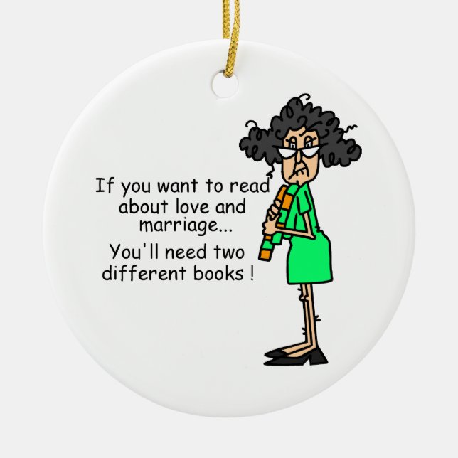 Ornamento De Cerâmica Humor do amor e do casamento (Frente)