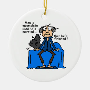Ornamento De Cerâmica Humor então terminado incompleto do casamento