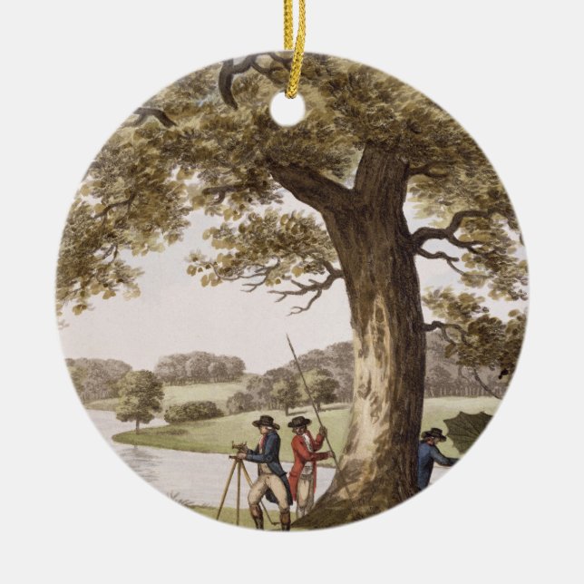 Ornamento De Cerâmica Humphrey Repton que examina com um Theodolite (Frente)