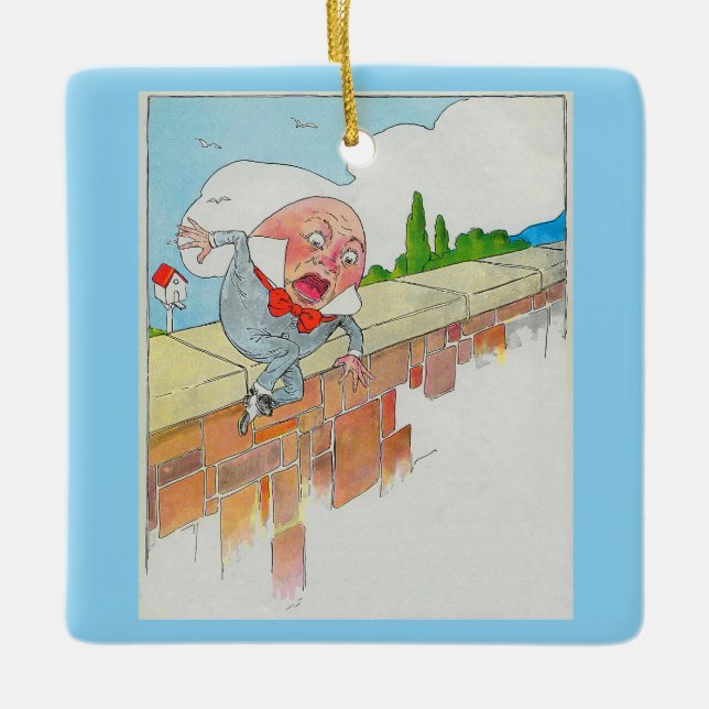 Ornamento De Cerâmica Humpty Dumpty em Wall Madre Goose Nursery Rhyme (Frente)