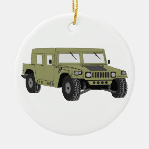 Ornamento De Cerâmica Humvee militar verde