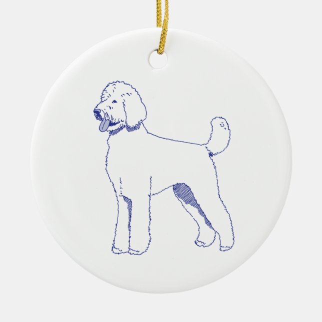 Ornamento De Cerâmica Hunderasse Goldendoodle (Frente)