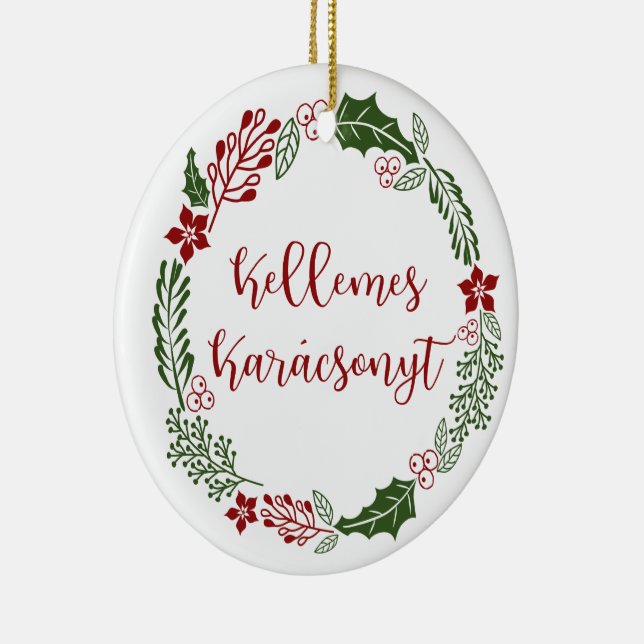 Ornamento De Cerâmica Hungria Feliz Natal Wreath Kellemes Karácsonyt (Direito )