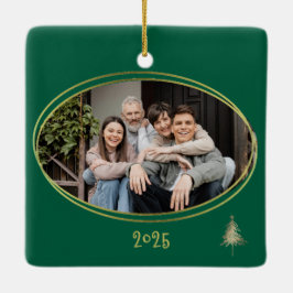 Ornamento De Cerâmica Hunter Green Pink & Gold Christmas Trees