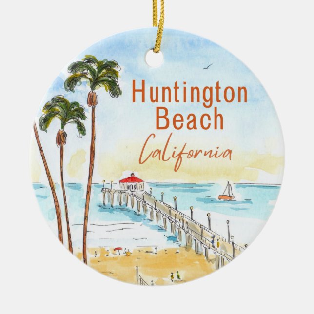 Ornamento De Cerâmica Huntington Beach Surf City USA California (Frente)