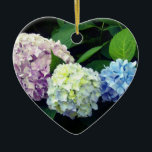 Ornamento De Cerâmica Hydrangeas<br><div class="desc">Lindas e românticas hidrelétricas cor-de-rosa roxa-roxa- fotografia de H Cooper</div>