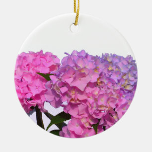 Ornamento De Cerâmica Hydrangeas Rosa e Azul