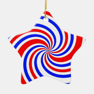 Ornamento De Cerâmica I Coração Vermelho, Branco e Azul