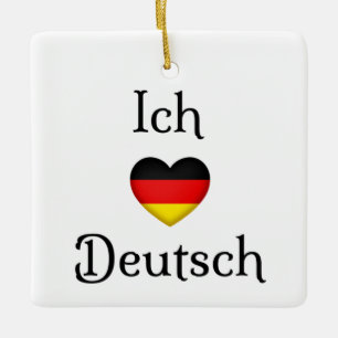 Ornamento De Cerâmica "I Heart German" Assunto da Escola de Língua Favor