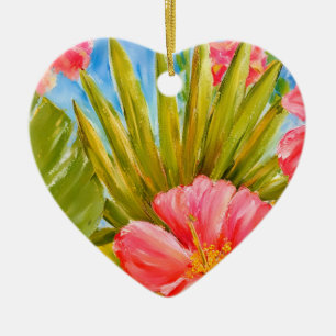 Ornamento De Cerâmica I Heart Hawaii tropical design ano redondo Ornamen