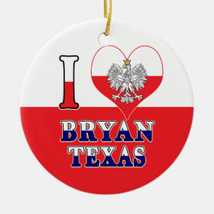 Ornamento De Cerâmica I Heart Love Bryan Texas