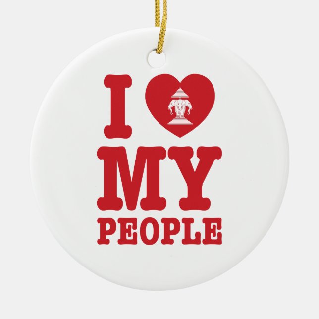 Ornamento De Cerâmica I Heart (Love) Erawan My Lao Pessoas (Frente)