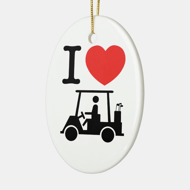 Ornamento De Cerâmica I Heart (Love) Golf Cart (Esquerda)