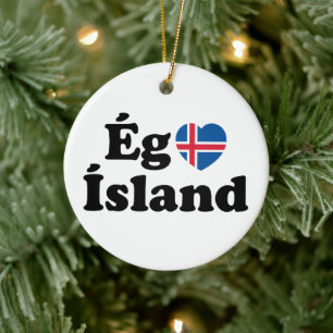 Ornamento De Cerâmica I Heart (Love) Islândia [Ég Elska Ísland] Islandês