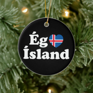 Ornamento De Cerâmica I Heart (Love) Islândia [Ég Elska Ísland] Islandês