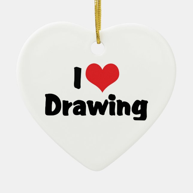 Ornamento De Cerâmica I Love Heart Drawing - Artists & Illustrator (Frente)