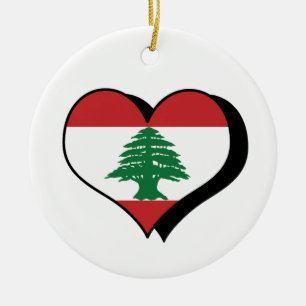 Ornamento De Cerâmica I Love Lebanon Flag Ornament