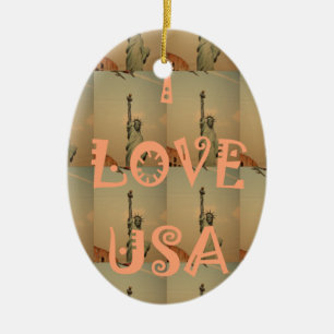 Ornamento De Cerâmica I Love USA