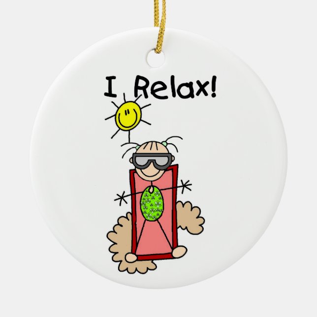 Ornamento De Cerâmica I Relax Girl Stick Figure (Frente)