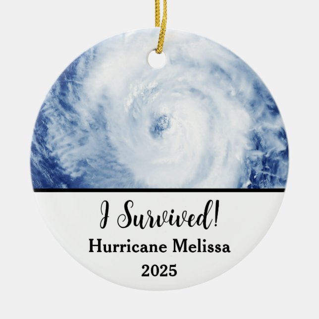 Ornamento De Cerâmica I Survived Hurricane Melissa 2025 (Frente)