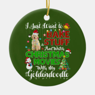 Ornamento De Cerâmica I want to watch christmas movies goldendoodle