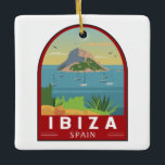 Ornamento De Cerâmica Ibiza Espanha Vintage Art<br><div class="desc">Design de arte vetorial Ibiza. Ibiza é uma das ilhas Baleares,  um arquipélago de Espanha no Mar Mediterrâneo. É bem conhecido pela vida noturna em Ibiza e Sant Antoni.</div>
