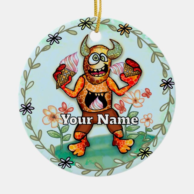 Ornamento De Cerâmica Ice Cream Monster (Frente)