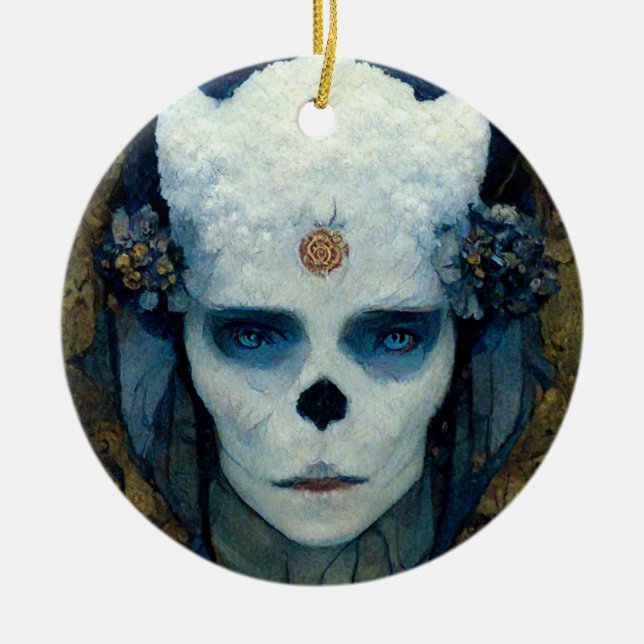 Ornamento De Cerâmica Ice Witch Fantasy Sci-Fi Art (Frente)