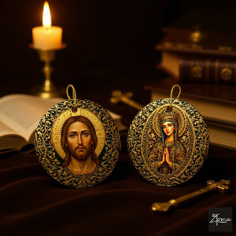 Ornamento De Cerâmica Ícone Bizantino de Cristo - Jesus
