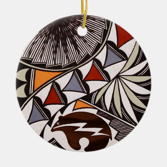 Ornamento De Cerâmica Ícone do URSO da arte popular do nativo americano (Frente)