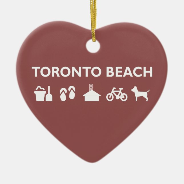 Ornamento De Cerâmica Ícones de praia de Toronto - Escuro (Frente)