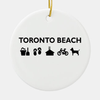 Ornamento De Cerâmica Ícones de Toronto Beach Monotone Black