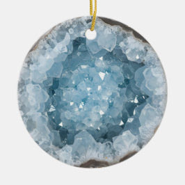 Ornamento De Cerâmica Icy Pale Blue Celestite Crystal Geode Printed 
