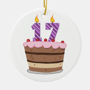 Ornamento De Cerâmica Idade 17 no bolo de aniversário