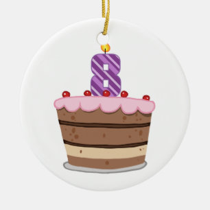 Ornamento De Cerâmica Idade 8 no bolo de aniversário