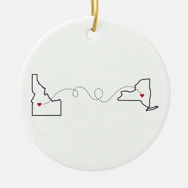 Ornamento De Cerâmica Idaho a Nova Iorque - Heart2Heart (Frente)