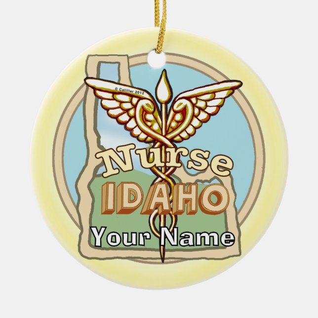 Ornamento De Cerâmica Idaho Nurse Caduceus  (Frente)