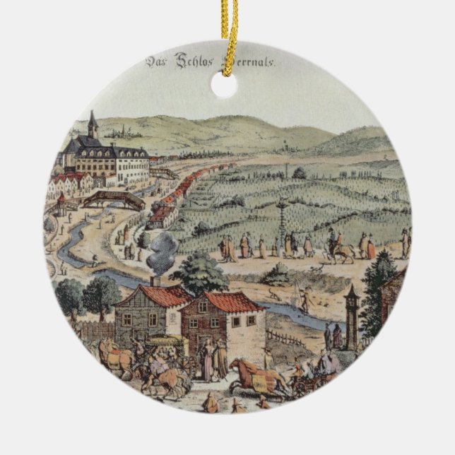 Ornamento De Cerâmica Ideia do norte de Viena com o Schlos Hernal (Frente)
