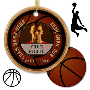 Ornamento De Cerâmica Ideias de Presentes Baratos de Basquete, SUA FOTO