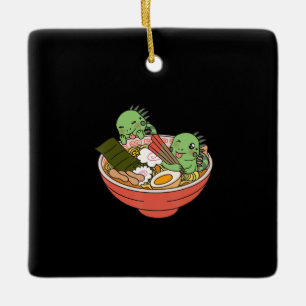 Ornamento De Cerâmica Iguana Kawaii Ramen Engraçado Presente