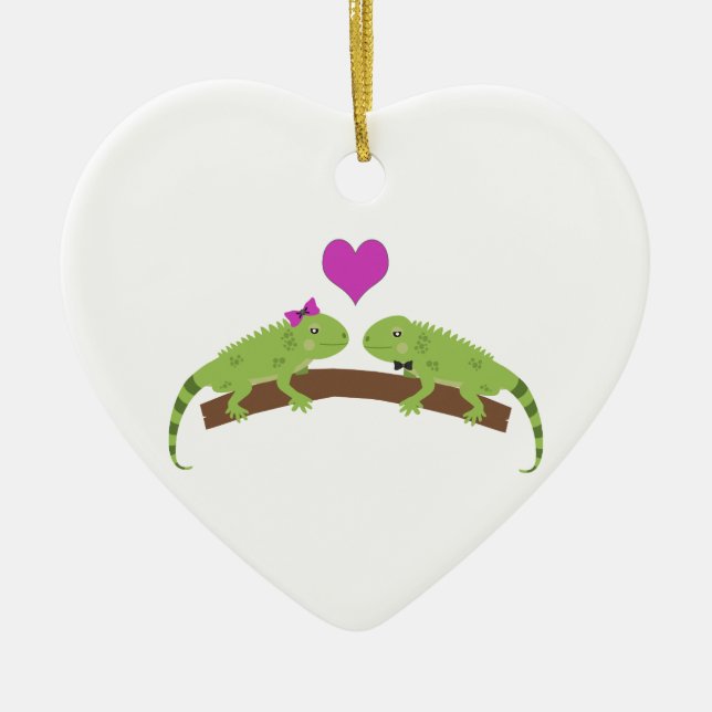 Ornamento De Cerâmica Iguana Love (Frente)