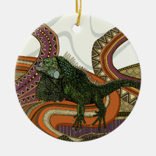 Ornamento De Cerâmica iguana verde