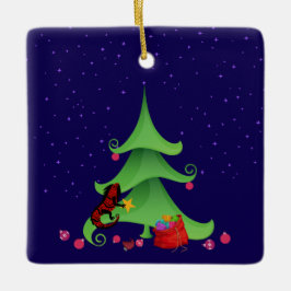 Ornamento De Cerâmica Iguana Whimsical Oh Árvore de Natal