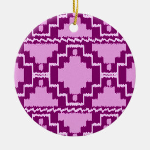 Ornamento De Cerâmica Ikat Aztec Padrão - Ametist Roxo e Violet