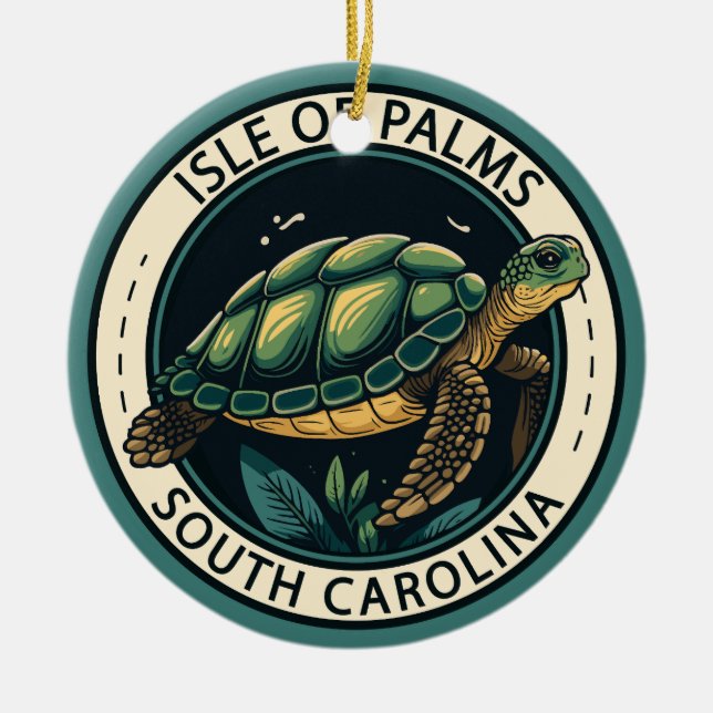 Ornamento De Cerâmica Ilha de Palms South Carolina Turtle Crachá (Frente)