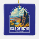 Ornamento De Cerâmica Ilha de Skye Scotland Viagem Art Vintage<br><div class="desc">Isle of Skye retro vetor viagem design. A ilha de Skye,  ligada à costa noroeste da Escócia por ponte,  é conhecida pelas suas paisagens robustas,  vilas de pesca pitorescas e castelos medievais.</div>